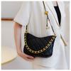 Medium-sized Pu Shoulder Bag With Chain Strap For Daily Wear Black Ivory Brick Red