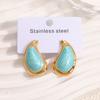 New Versatile Temperament Stainless Steel Drop Glaze Enamel Stud Earrings Personalized Niche Light Luxury Sweet Earrings Women