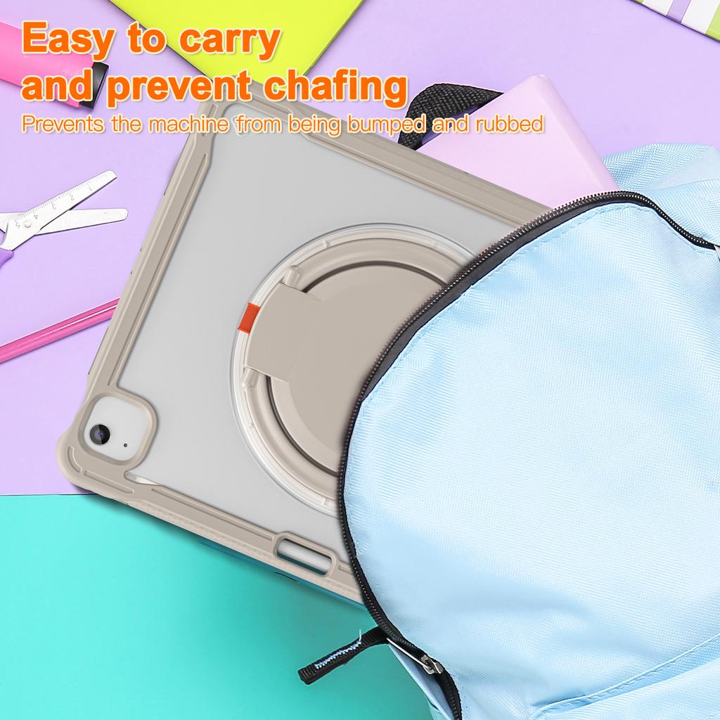 For iPad Air 13 (2025)/(2024)/Pro 12.9 (2022)/(2021)/(2020)/(2018) Case Rotary Kickstand PC+TPU+Silicone Tablet Cover