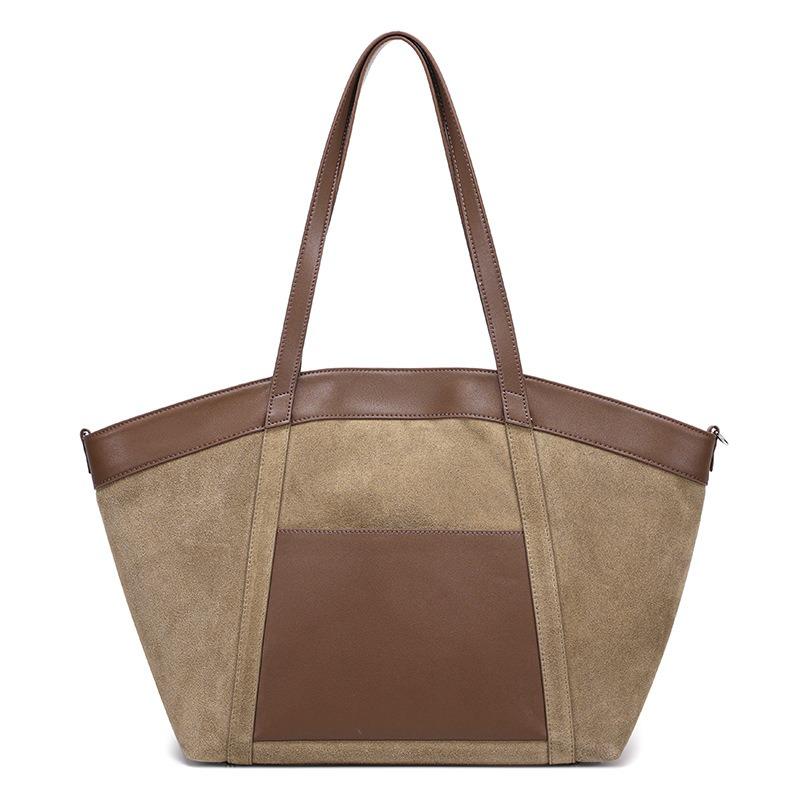 

Frosted cowhide temperament simple and versatile splicing commuting autumn and winter new single shoulder portable large-capacity women s bag