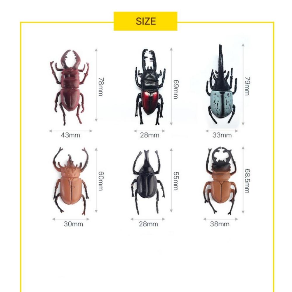 6 Rhinoceros Beetle + 6 Stag Beetle Set Insect Figure Model Toys