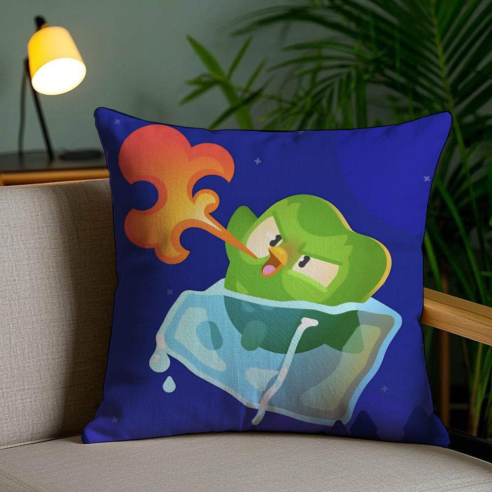 Cute D-Duolingos Cushion Cover Soft Short Plush Double-Sided Printing Home Decor Machine Washable Pillow Case Gift