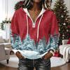 Women's Christmas Print Long Sleeve Hooded Pullover Sweatshirt