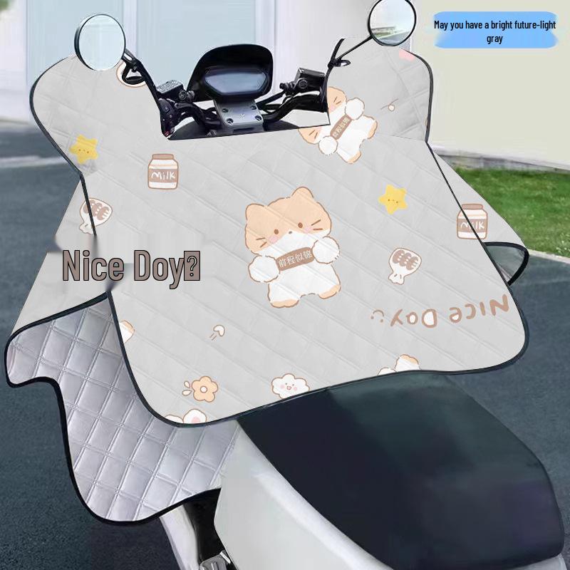 All-Season Universal Electric Car & Motorcycle Windshield Quilt Cover - Thickened, Waterproof, Cotton-Padded for Winter Protection