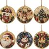 6 PCS Wooden Christmas Ornaments DIY Pearl Art Kit with Pearls - Special Shaped Gems Jute Hemp Rope for Hanging - 3D Diamond Art Holiday Tree