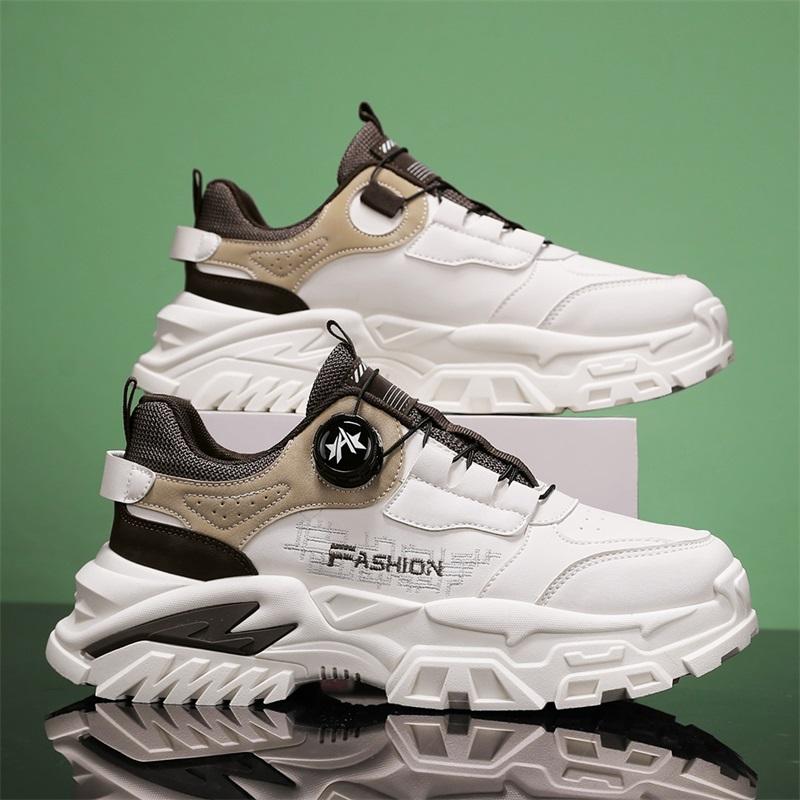 BY spring new rotary buckle sports and leisure versatile platform men's shoes dad shoes, beige