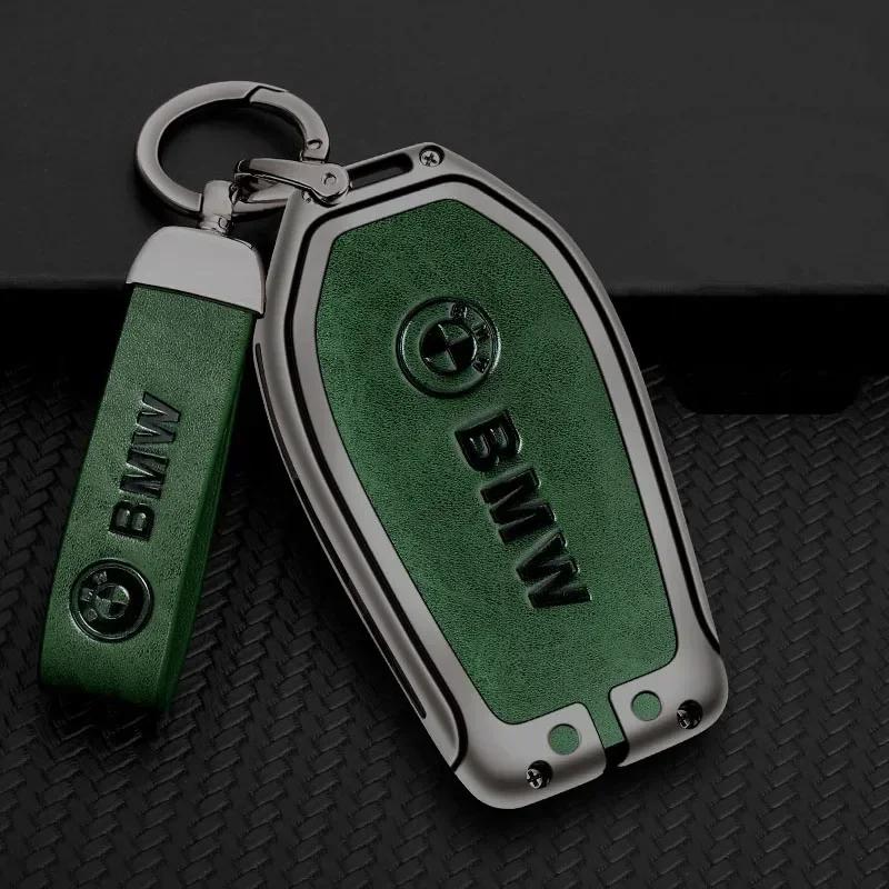 Hot 2025 Alloy Car Key Cover Protect Case Shell Leather Keychain For BMW G08 G38 G28 F52 G26 G02 G01 G07 G06 G05 IX3 F40 G30 G20