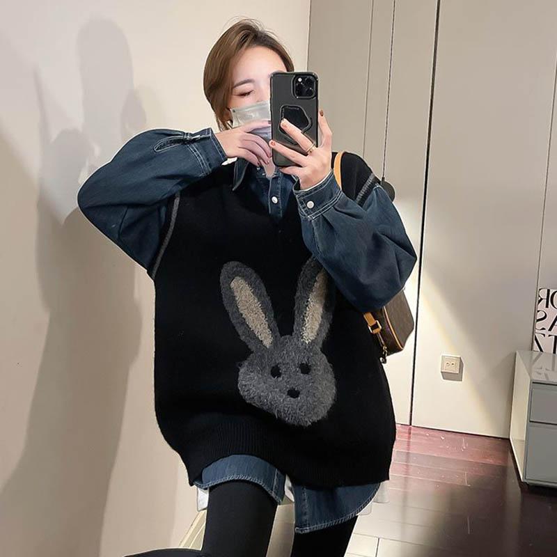 Sleeveless Knitted Vest Women Autumn and Winter Loose Slim Hundred Canvas Pullover Vest Top