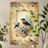 Metal Poster Wall Art Vintage Bird Watercolor Kitchen Decor