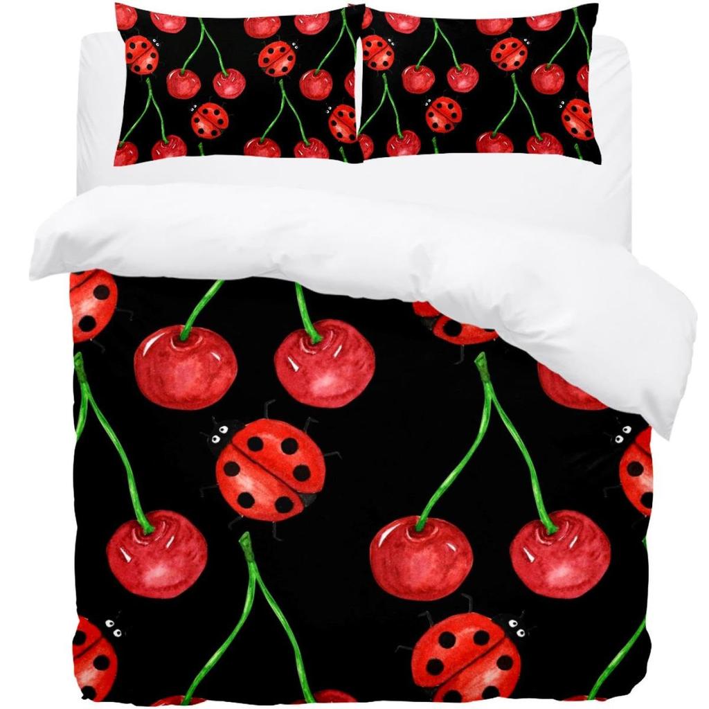 Comforter Ladybug Comforter Set Ladybug On Green Leaf Wild Wildlife Theme Microfiber Bedding Set 3Pcs For Kids Teens