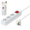 Home Extension Cord, 3 Sockets, 3m, with Grounding and Switch, White