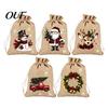 Portable Fabric Gift Holders Christmas Drawstring Bags, Small Festive Prints Burlap Treat Pouches for Durable Polyester Candy Jewelry And Party