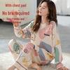 Women's Long-Sleeve Padded Pajamas, Cute Cartoon Style, Large-Size, Spring & Autumn Homewear, 2024 New Collection.