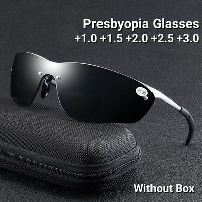 Men Bifocal Sunglasses Dual-use Far Near Reading Silver Spring Frame Sports Goggles +100 +150 +200 +250 +300