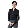 Women's Retro Hong Kong V-Neck Chiffon Shirt - Long Sleeve, Loose Fit, Stylish Workwear for Spring/Autumn