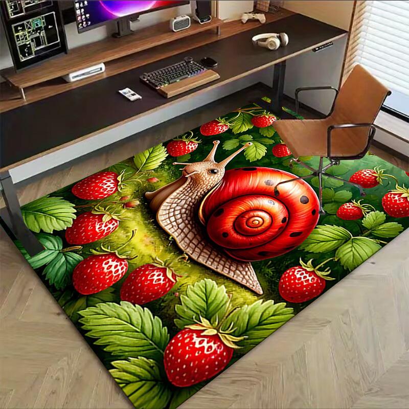1PC Snail Strawberry Extra Large Non Slip Floor carpet, Office, family, bedroom Large Area Rug Indoor Rugs, Vibrant Colors