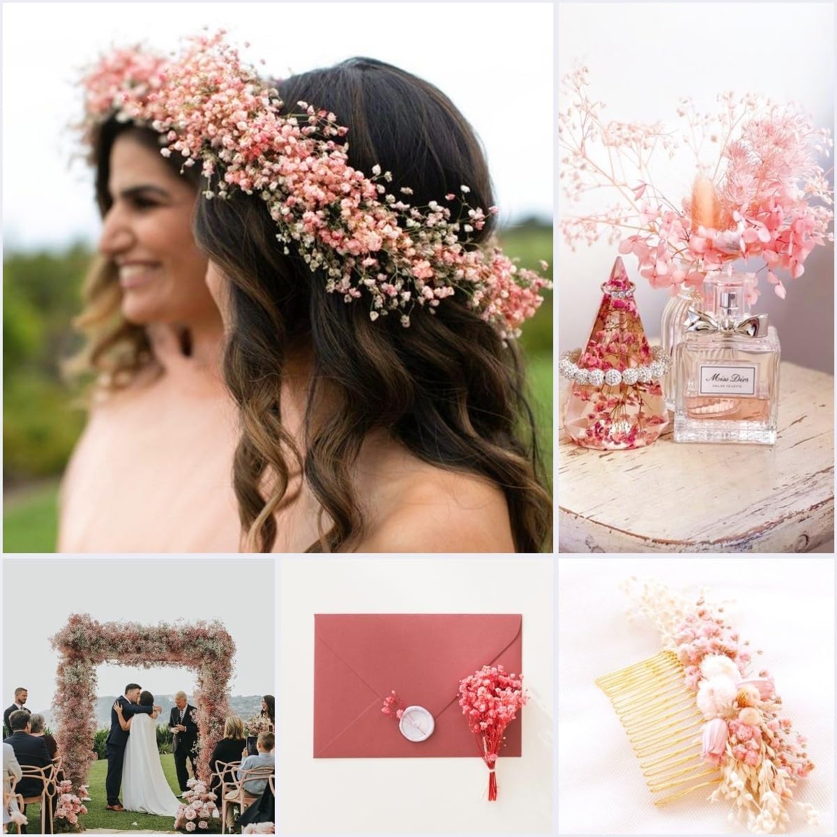 4000+ Mini Pink & White Dried Babys Breath Flowers 6  , 70Pcs Natural Gypsophila for DIY Art Crafts, Dry Flowers Bulk for Vase Resin Nails,