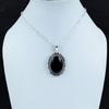 Natural Black Onyx Gemstone Silver Pendant In 925 Sterling Silver - Handmade Oval Design, Everyday Wear Jewelry Thanksgiving Gift