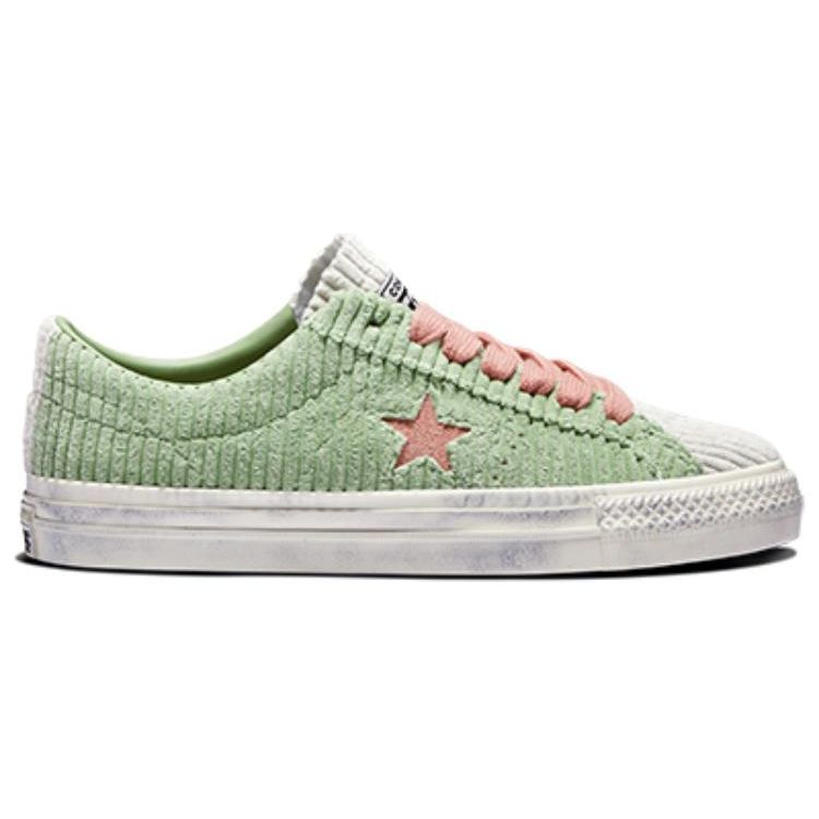 Converse One Star Pro Corduroy Comfortable Trendy Low-Top Canvas Shoes Unisex Sneakers Green Pink A03755C