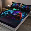 Cool Gamepad Pattern Bed Hat Three-Piece Digital Printing Bedroom Room School Dormitory Bedding