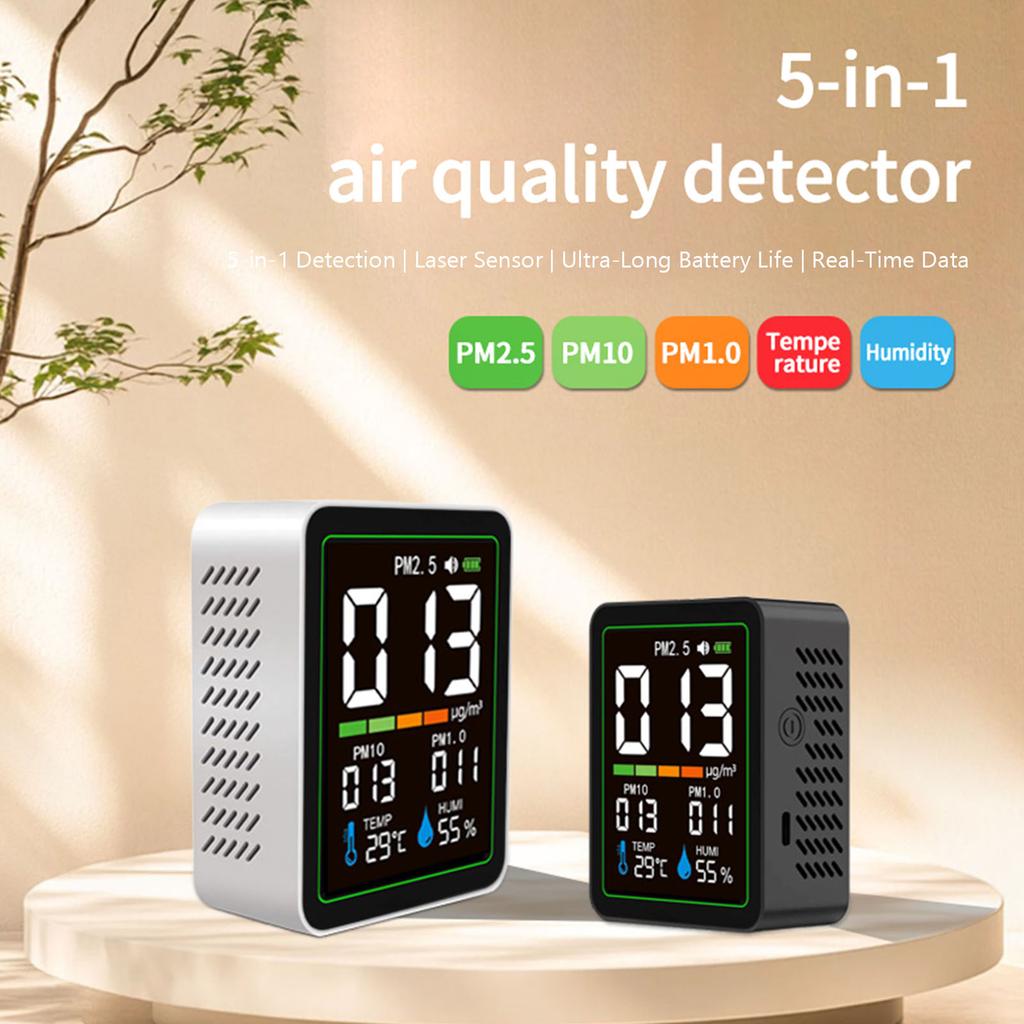 Portable Smart Air Quality Tester LiDAR Sensor Air Quality Meter Temperature Humidity PM10 PM1.0 Detection for Home Office