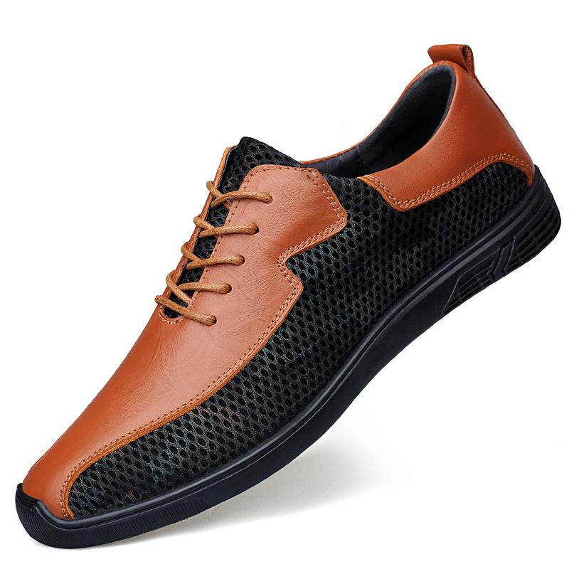 2024 Summer Men's Sandals Genuine Leather Hollowed Out Soft Bottom Breathable Casual Shoes Lightweight Comfy Flat Designer Shoes