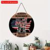 2D Flat 20*20cm1pc Always Remember Never Forget 4th of July Warrior Shoes and Flag Pattern Wooden Hanging Door Decor, USA Independence Day Patriotic