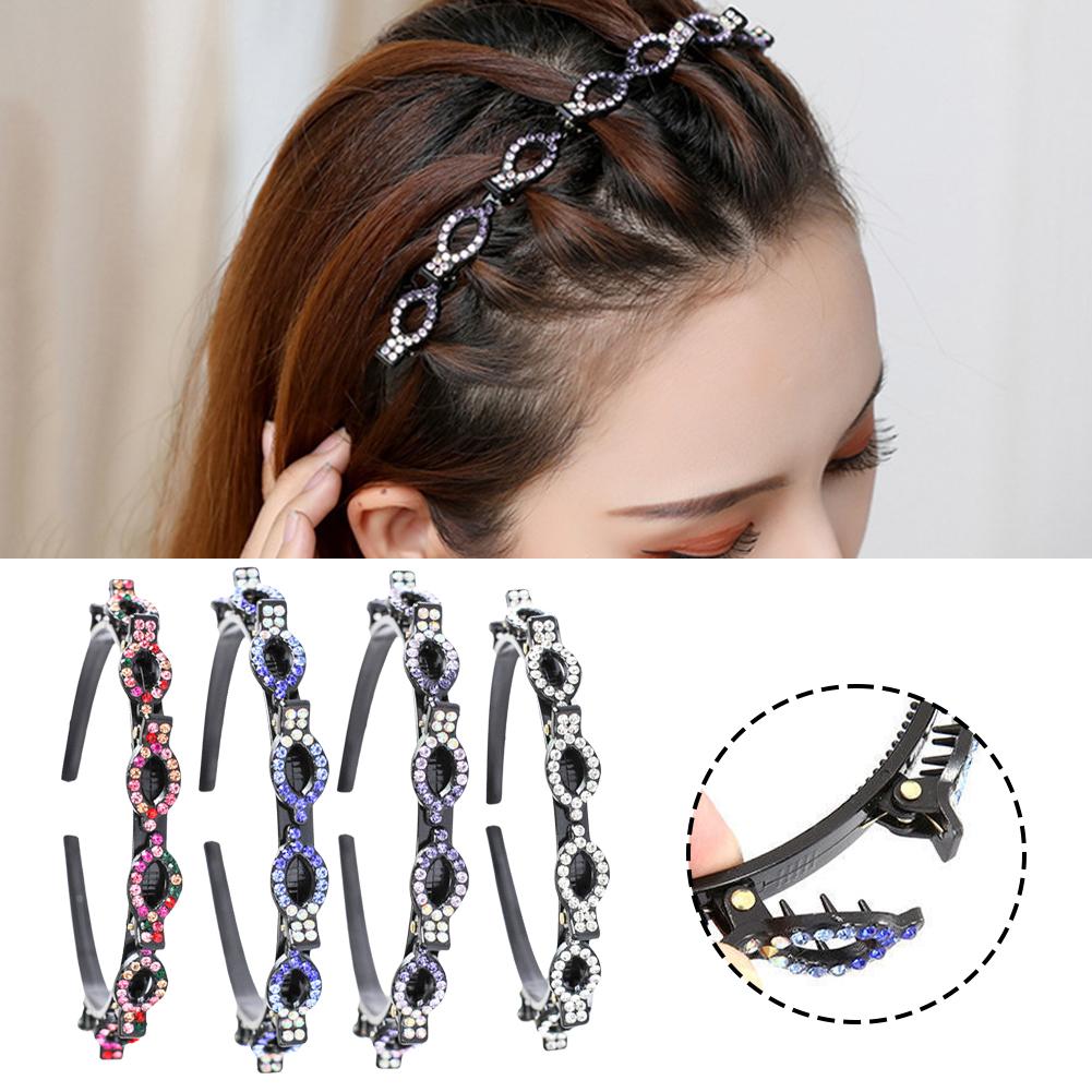 Woman Non-Slip Hairband With Clips Double Band Headband Accessories Hair Hairstyle Headwear Hai G9K4