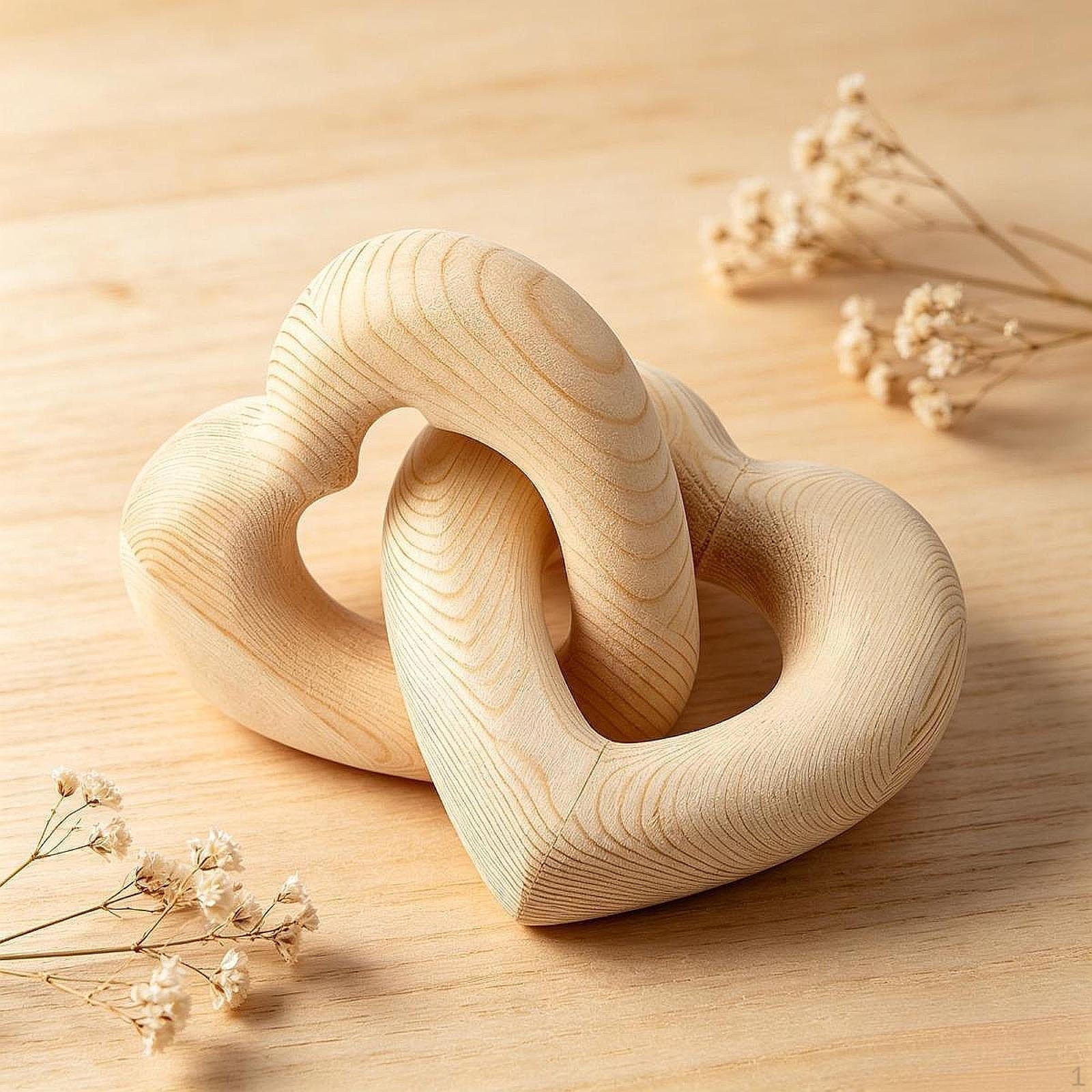 Wooden Interlocking Hearts Decor Valentine s Day Gift Unique Romantic Connected Aesthetic Decoration