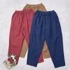 Uformell sommer japansk elastisk midje harembukser ensfarget enkel komfortabel dame cropped bukser