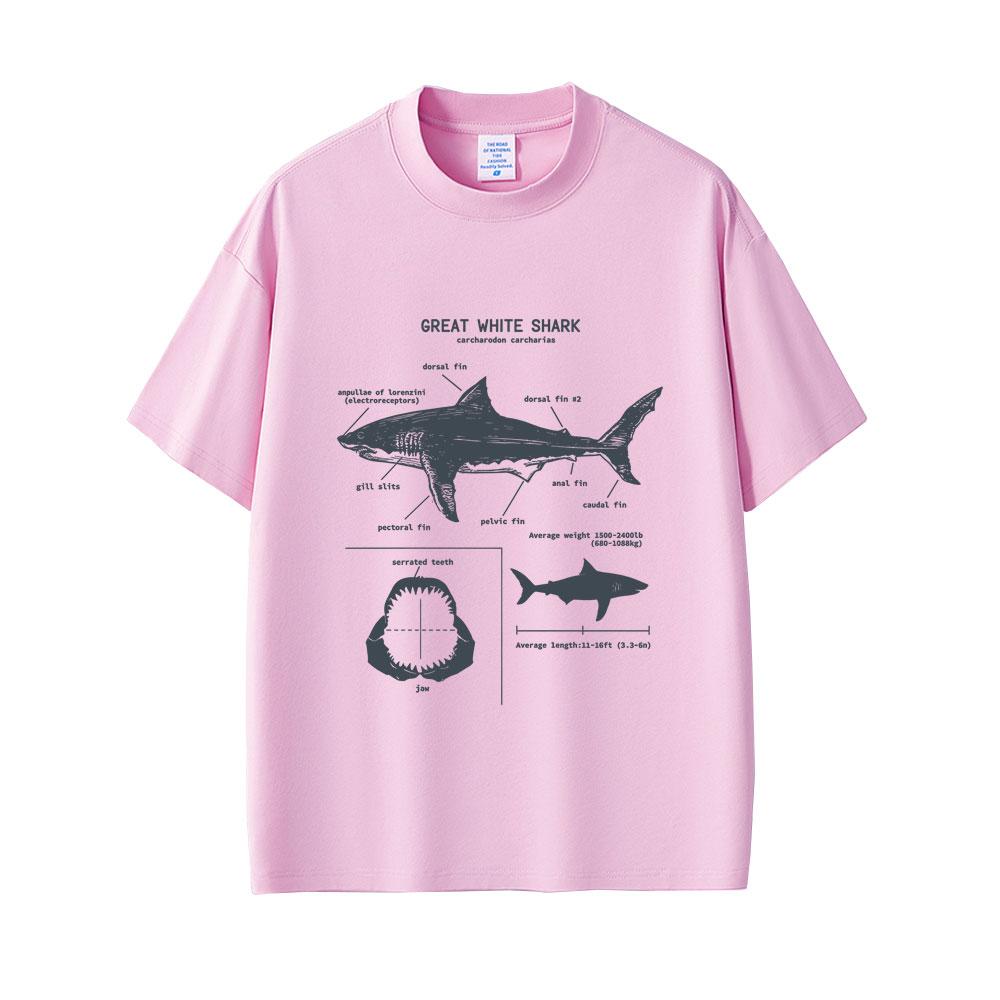 Marine Animals Great White Shark Anatomy Graphic Tshirt Men Women Casual Oversized Streetwear Mens Fashion Vintage T Shirts