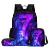 Set de 3 Piezas para Niños Mochila Estrella de Fútbol Estudiante Bolso de Hombro Escolar Bolsas para Lápices Ronaldo Mochila Escolar CR Mochila Mejor Regalo