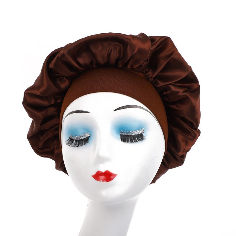Wide Brim Satin Nightcap: High Elasticity Anti-Frizz Silk Chemotherapy Hat for Hair Care