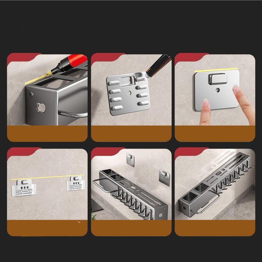 Wall-mounted Knife Rack for Kitchen Multifunctional No Drilling Required Knife and Utensil Holder Chopstick Storage Organizer