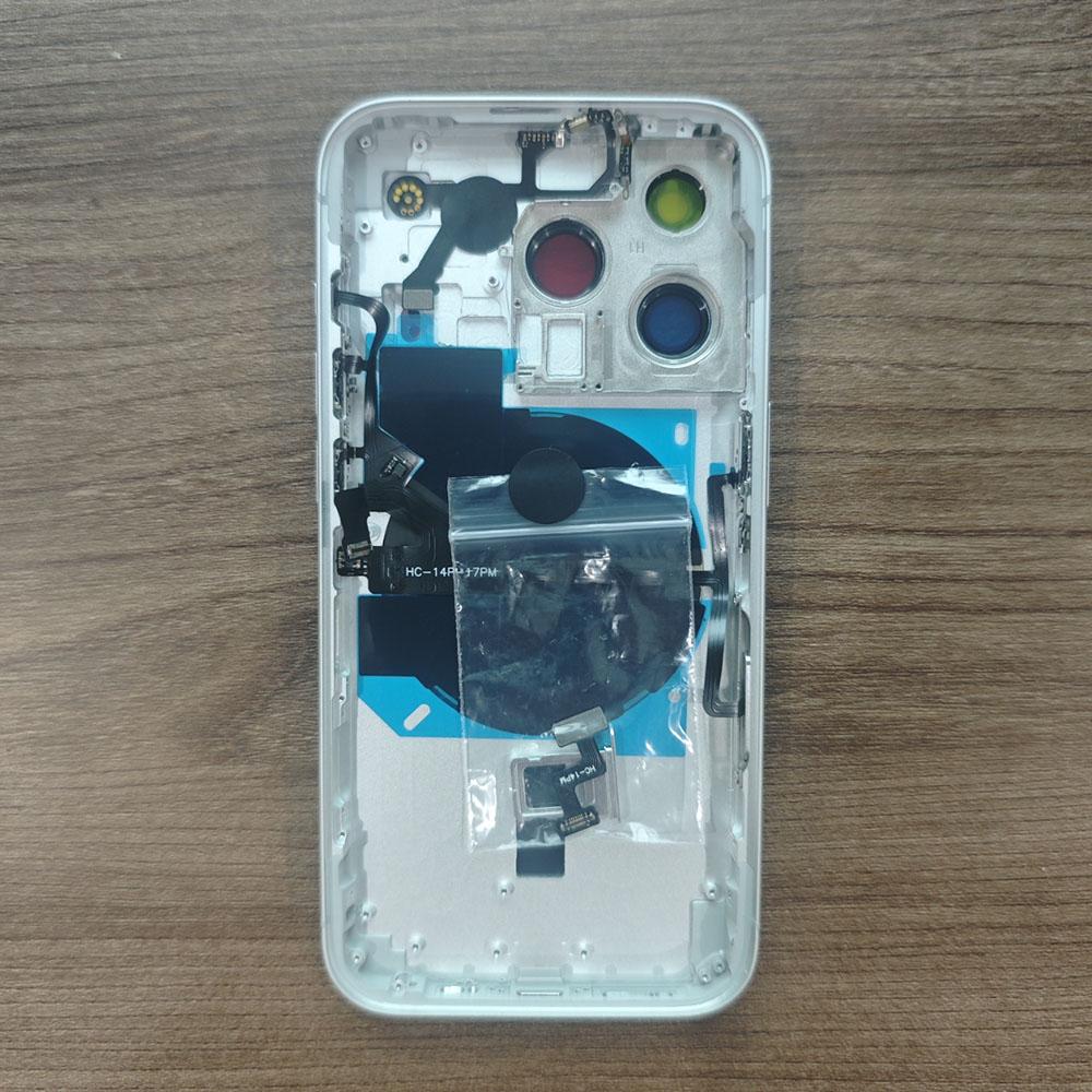 Zadní kryt pro iPhone 14 Pro až 17 Pro Předinstalované tlačítka Střední rámeček Kryt 14Pro Přestavba na 17Pro + Zásobník na SIM kartu + Flex