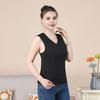 Colete térmico feminino de inverno, sem costura, dupla face, pelúcia, trava rápida de temperatura, gola redonda, ajuste fino, elástico, sem mangas, roupa interna, parte inferior, regata