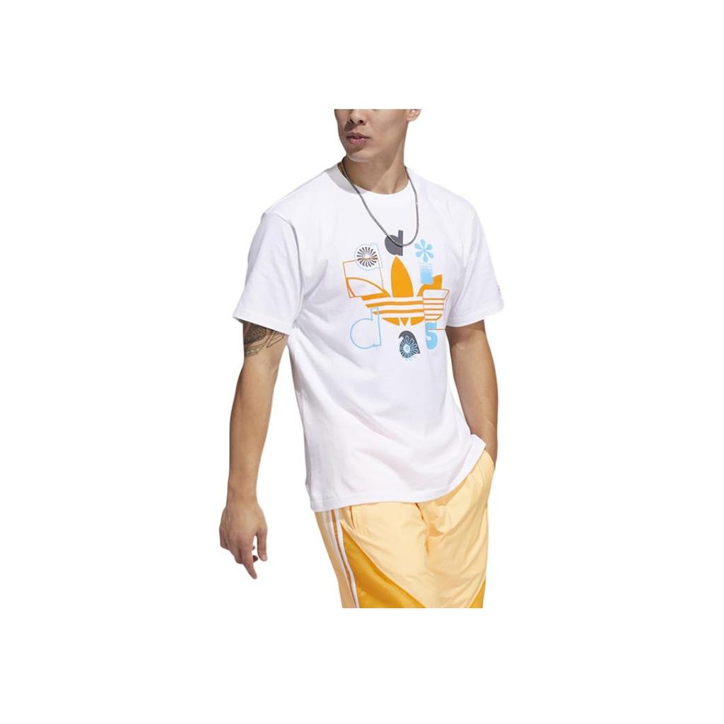 Adidas Originals Trefoil Comfortable Casual Sports Short Sleeve T-Shirt Men Tops White HC2137