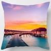 Tropical Beach Scenery Print Pattern Cushion Cover Home Living Room Sofa Decoration Square Polyester Pillow