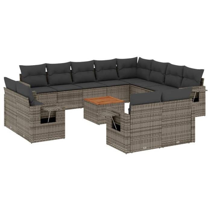 VidaXL Garden Lounge Set with Cushions 13 Pcs, Patio Sofas, Patio Furniture Set, Outdoor Furniture, Grey 3224835