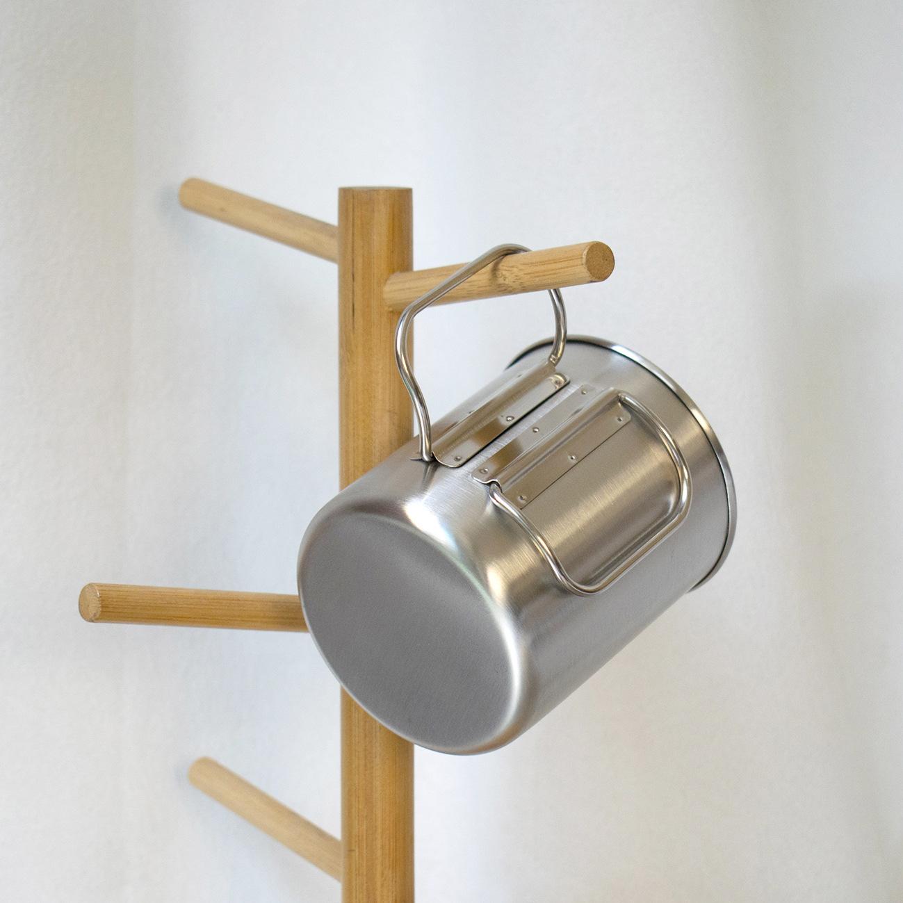 Single layer 390ml stainless steel camping water cup coffee cup simple adjustable handle 13oz outdoor camping fire cup 390ml