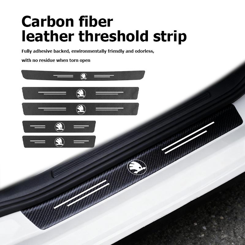 Wbglh0 Pentru Mașină Skoda Autocolant Protector Prag Portieră Portbagaj Bandă Anti zgârieturi Capac Autocolant Prag Ușă Auto octavia a5 a4 mk1 2 fabia