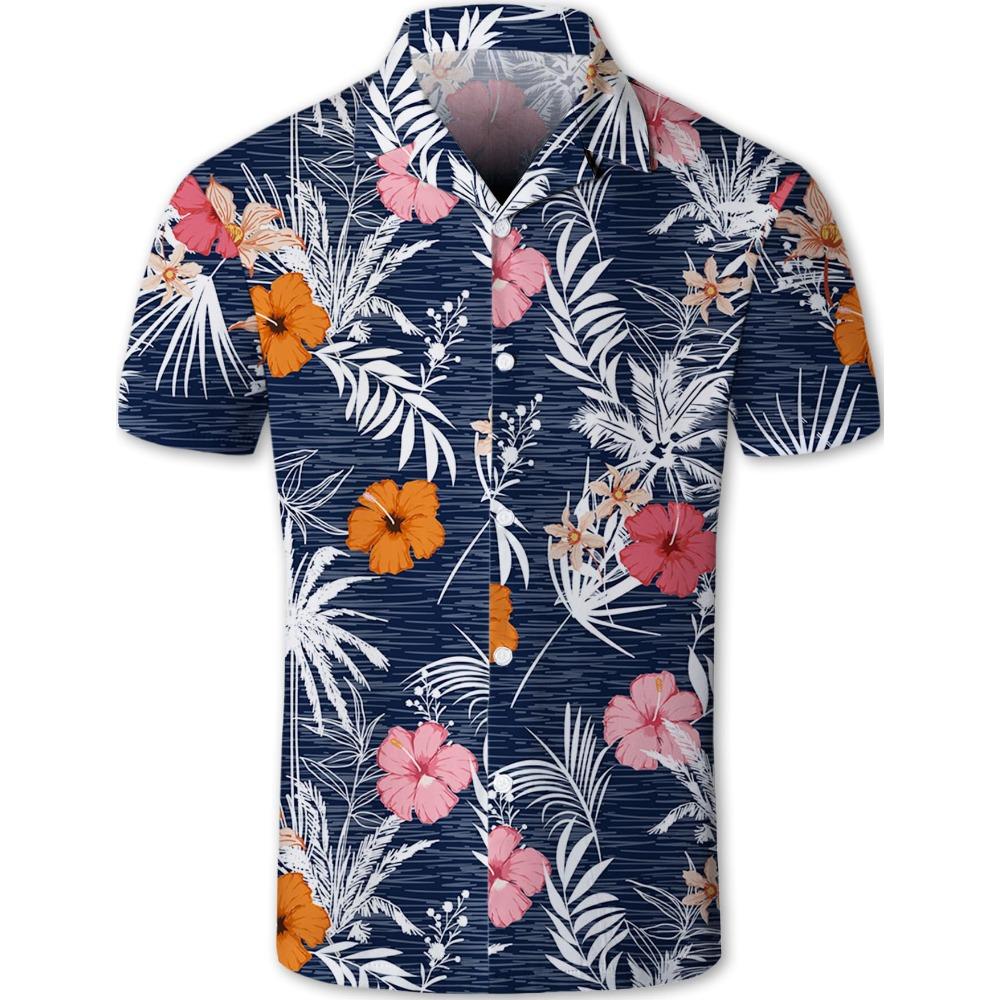 Spring New Mens 70s Disco Party Shirts Casual Paisley Button Down Shirt Vintage Floral Hawaiian Beach Short Sleeve Lapel Shirt