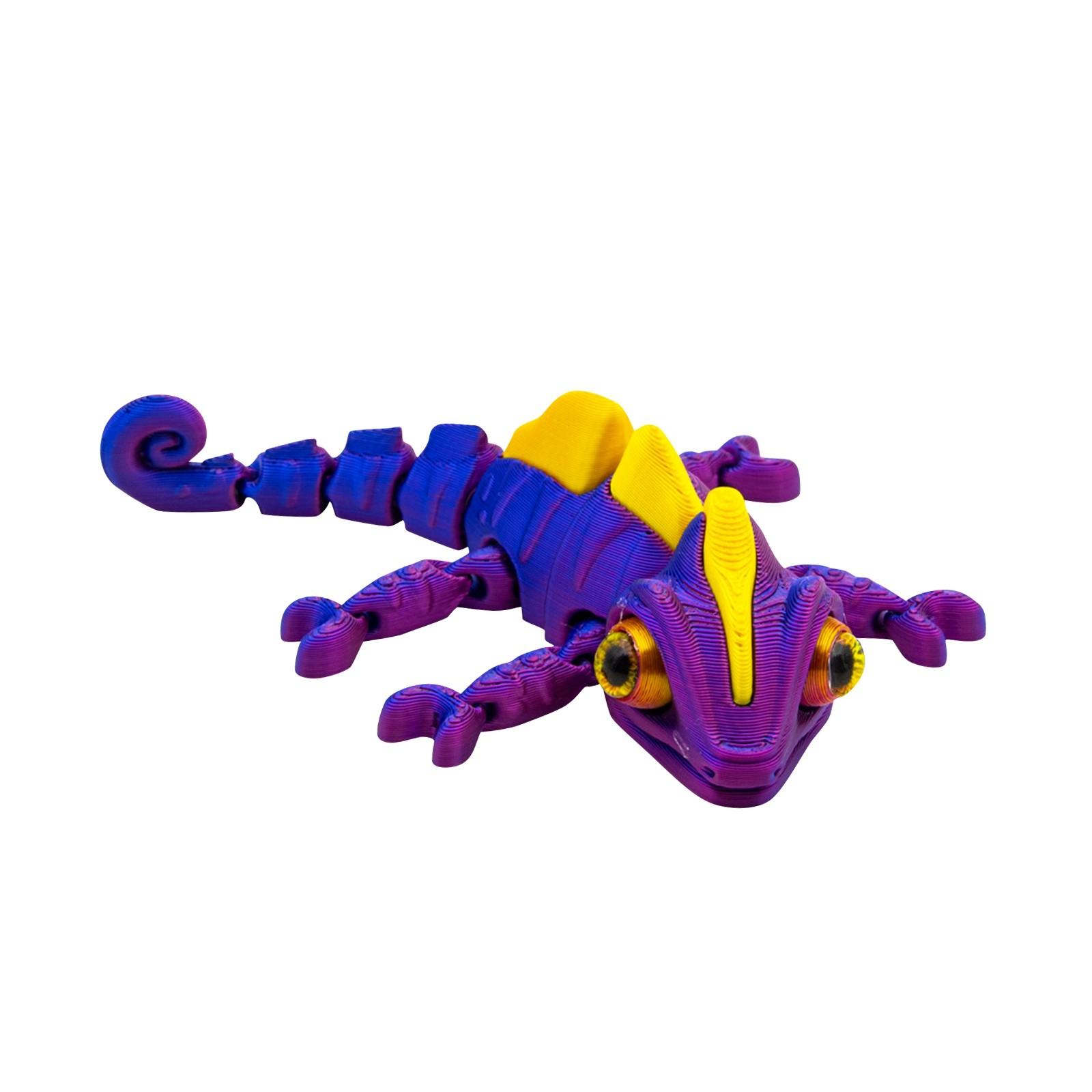 3D-печатная разноцветная рептилия с имитацией глаз, подвижные глазные яблоки, настольная игрушка-украшение One Size фиолетовый