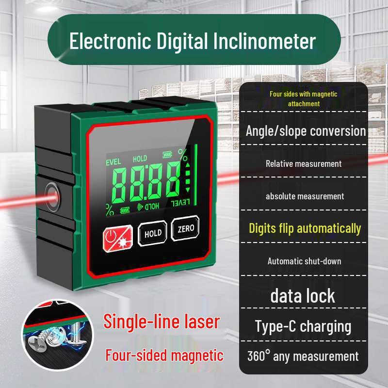 Multi-Functional Laser Inclinometer with Infrared Digital Display and Magnetic Level