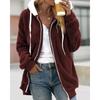Hot Sale New Autumn and Winter Loose Plush Zipper Hooded Jacket Women