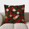 Modern Red & Gray Square Pattern Throw Pillow Cover With Short Plush Print For Living Room Sofa Decoration Cushion Cover