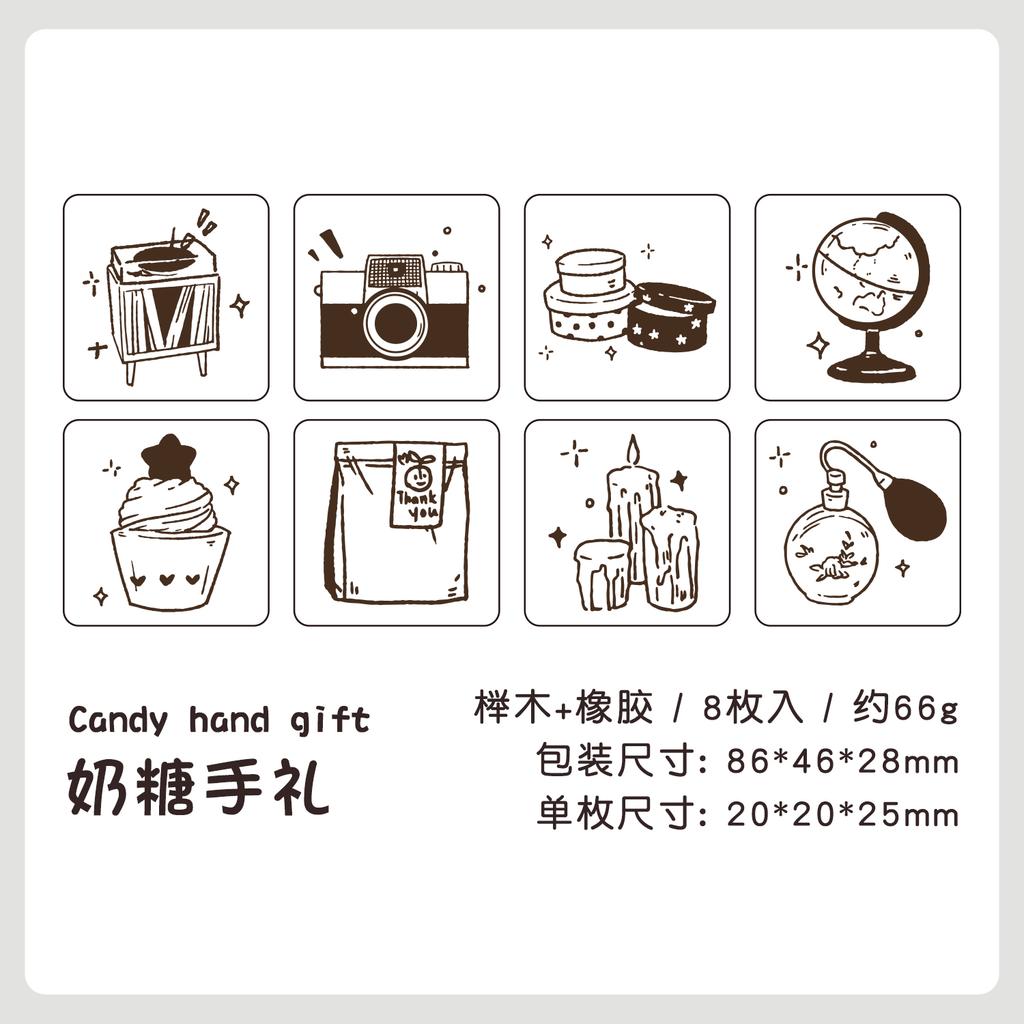 8 Pcs Vintage Cartoon Series Wooden Rubber Letter Number Symbol Stamp Set For Card Making Planner Scrapbook