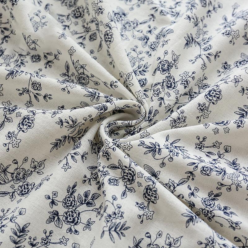 140x50cm/140x200cm Polyester Linen French Blue Printed Fabric For Dresses, Tablecloths, Curtains, Handmade DIY Fabric YHTJ0063