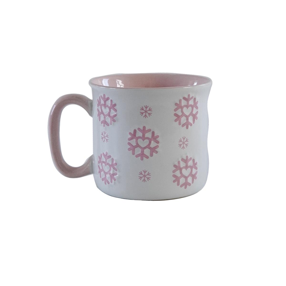 1Pc Christmas Gingerbread Man Ceramic Mug, Creative Design with Embossed Snowflake and Santa Hat Gingerbread Man Pattern 101-200ml