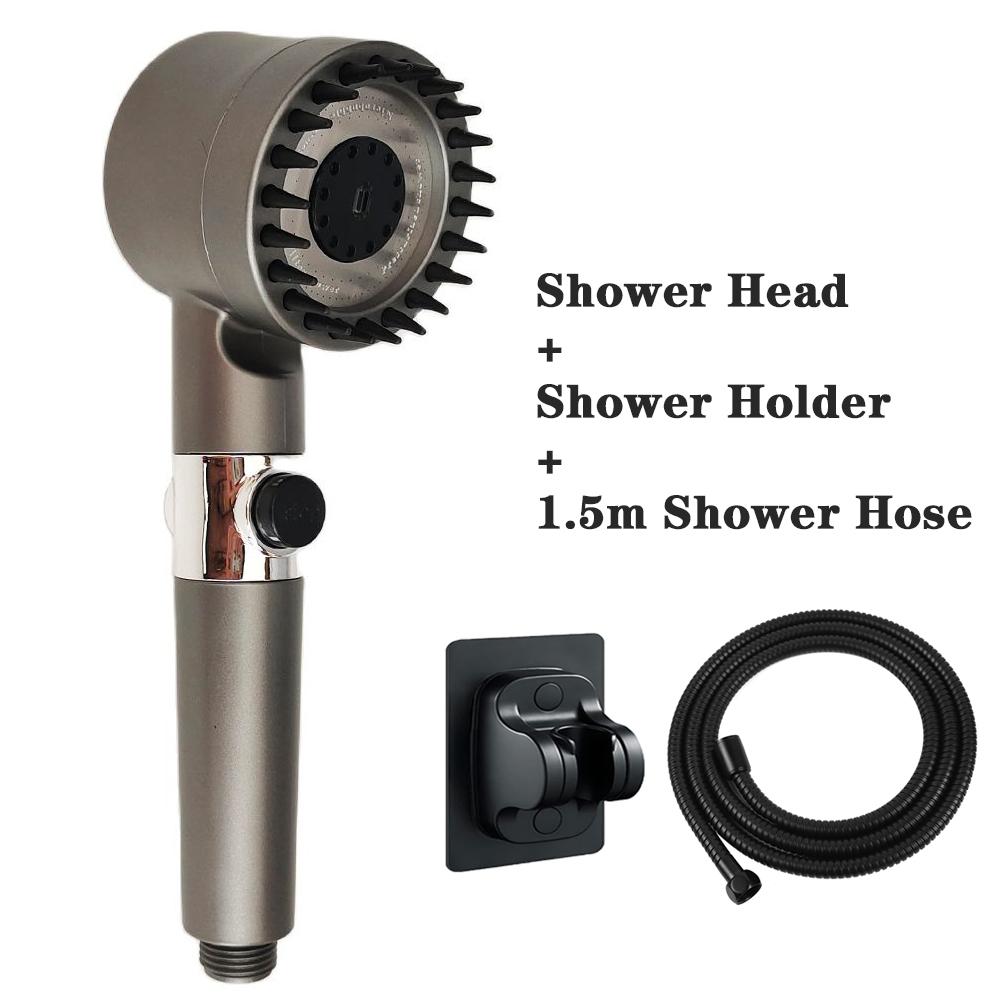3 Modes High Pressure Shower Head Filter Massage Spa Pressurized Shower Set with Hose Rainfall Spray Nozzle Bathroom Accessories
